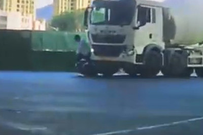 Miracle on the Road: Man Survives Being Run Over by a Truck!